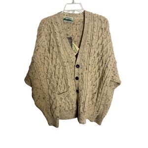 NWT Aran Crafts 100% Wool Cable Knit Button Front Cardigan Sweater Women’s Med